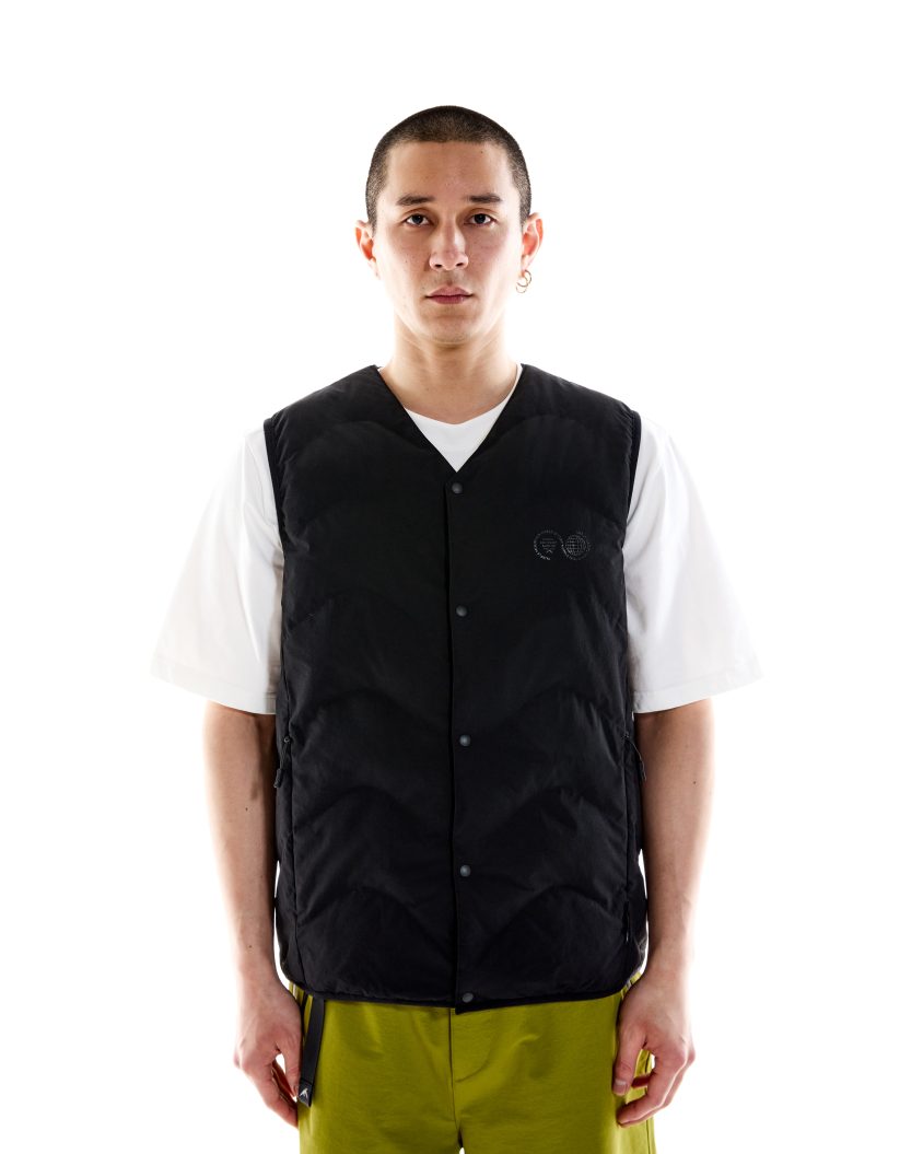 Quilted Vest Stretch Nylon Black Water Resistant