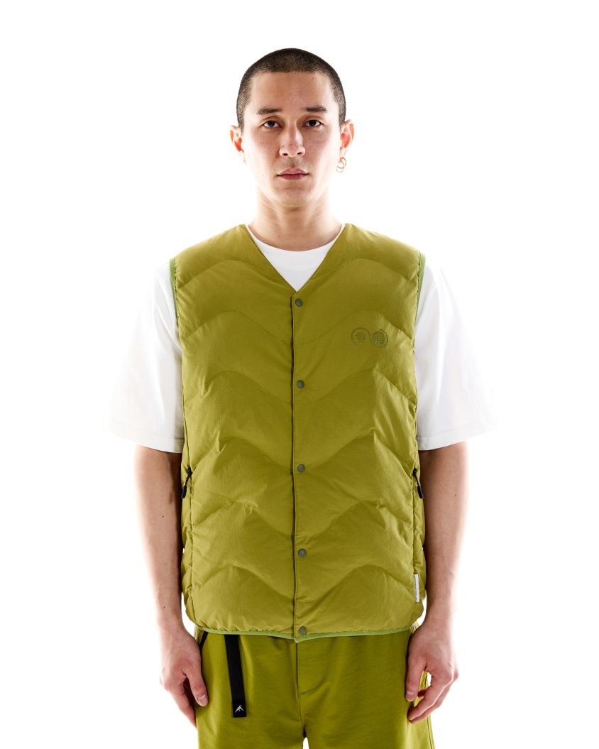Quilted Vest Stretch Nylon Olive Water Resistant