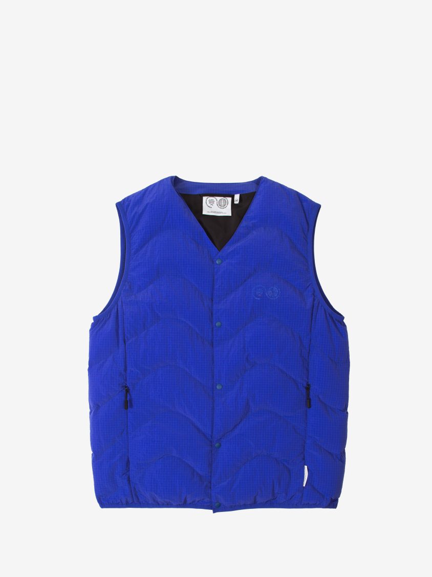 Quilted Vest Crinkle Rip Nylon Blue Water Resistant